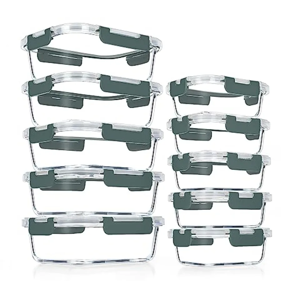 Meal Prep Lunch - 10 Pack Glass Meal Prep Containers,