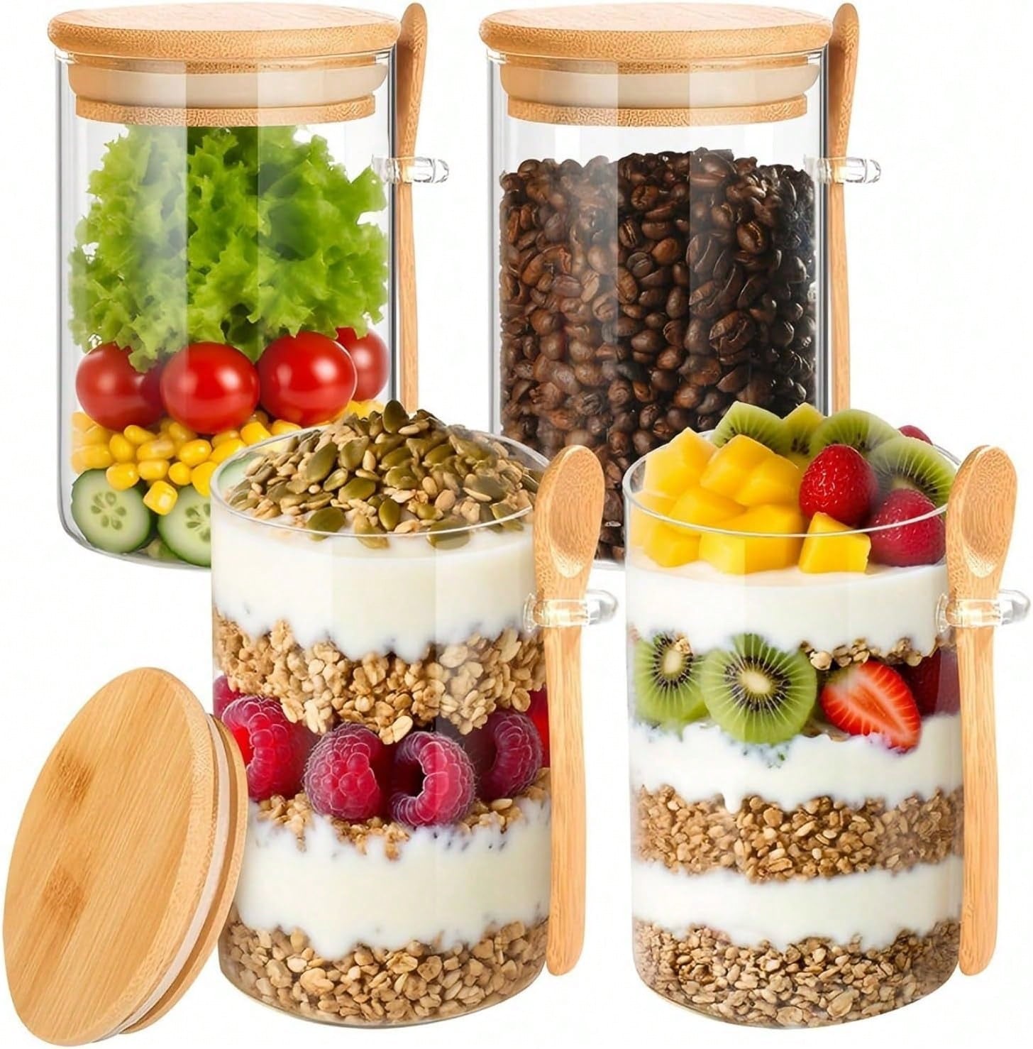 Meal Prep Chia Pudding - 4 Pack Overnight Oats Containers With