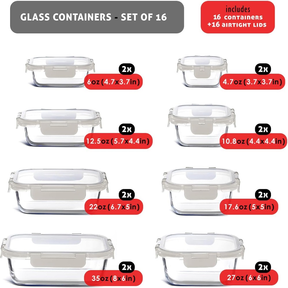 32pc Glass Food Storage Contai – Meal Prep Lunch Bewertung und Preis