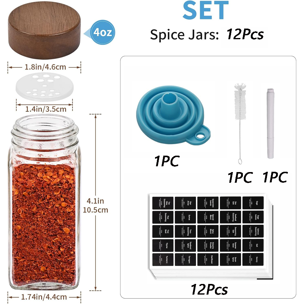 12Pcs Glass Spice Jars with La – Spice Jar Labels Bewertung und Preis
