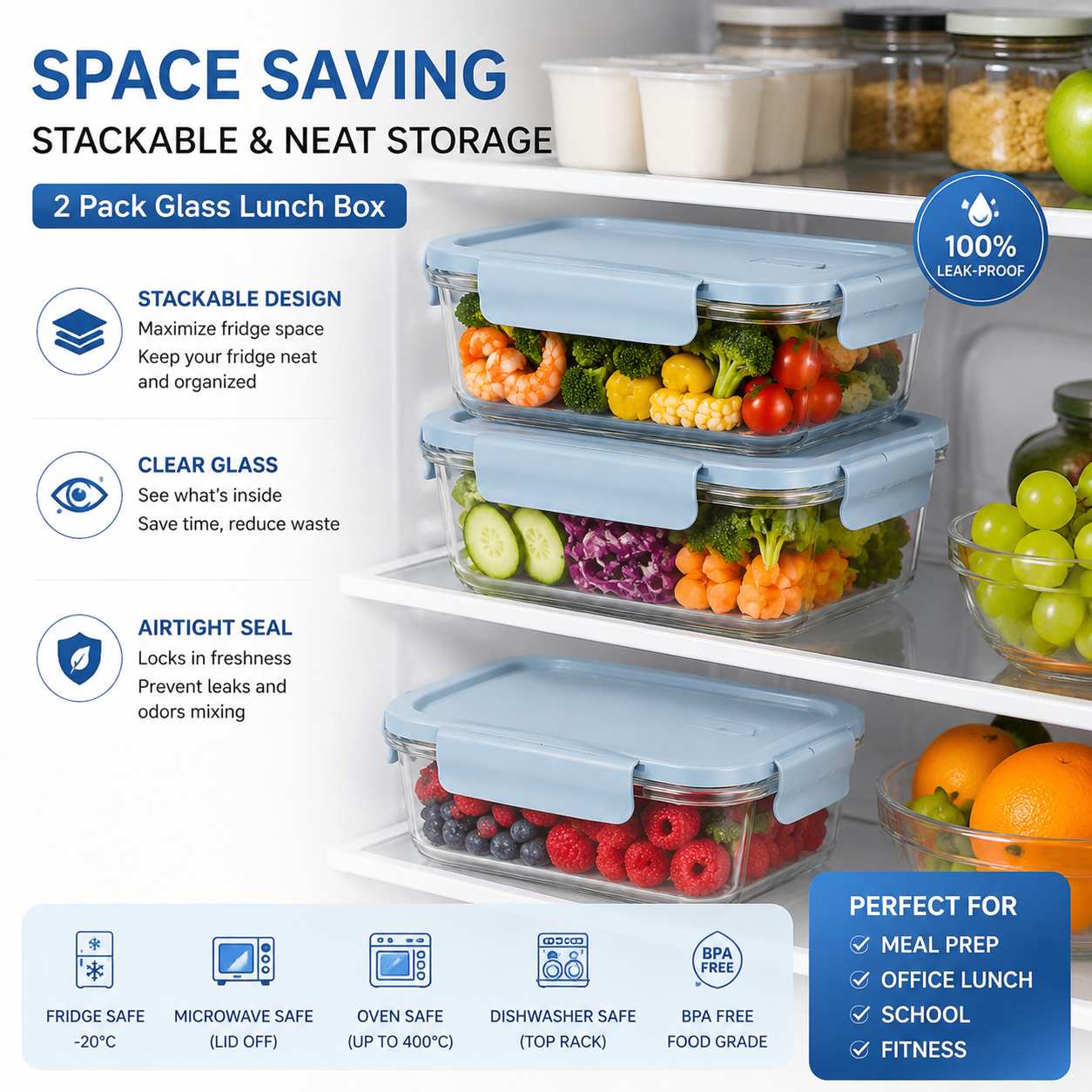 2 Pack Glass Meal Prep Contain – Meal Prep Lunch Bewertung und Preis