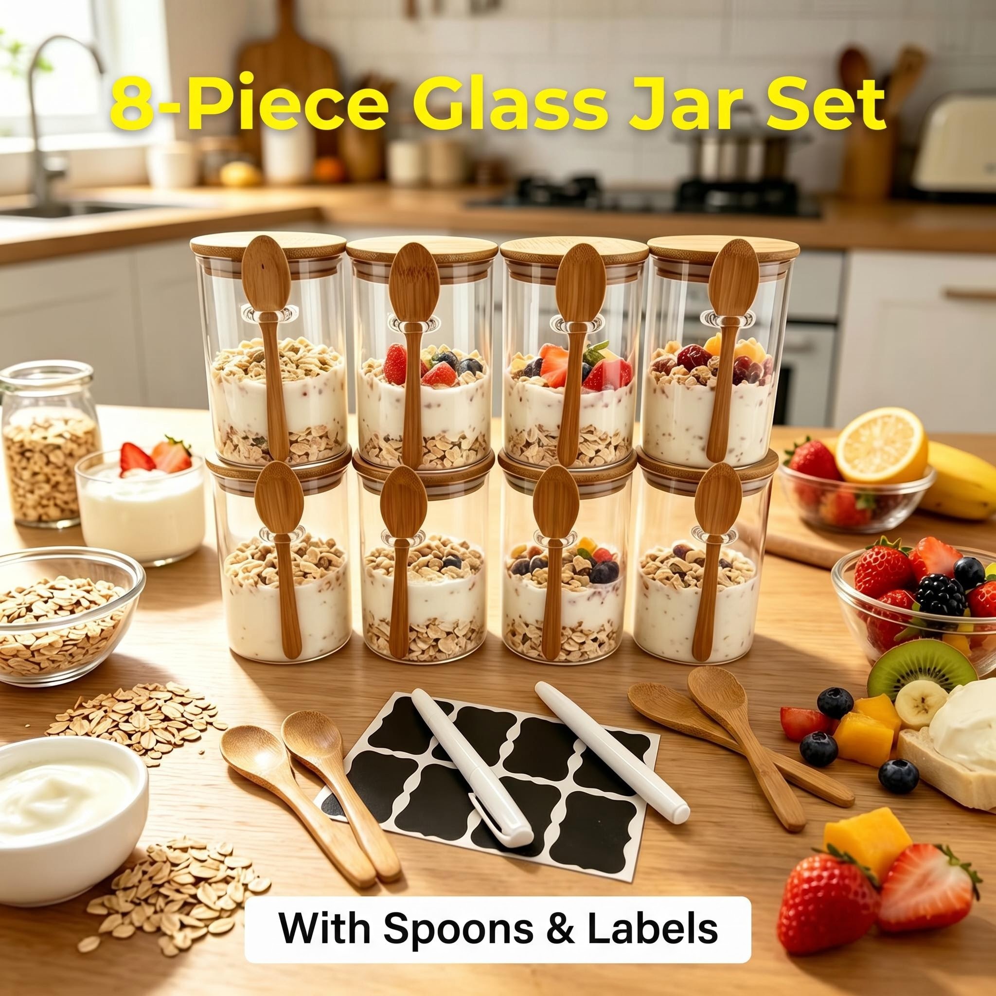 8 Pack Overnight Oats Glass Ja – Meal Prep Chia Pudding Bewertung und Preis