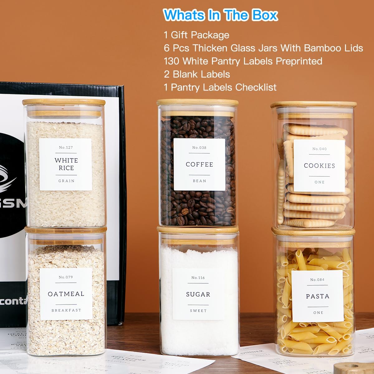 6 Pack Square Kitchen Storage  – Spice Jar Labels Bewertung und Preis