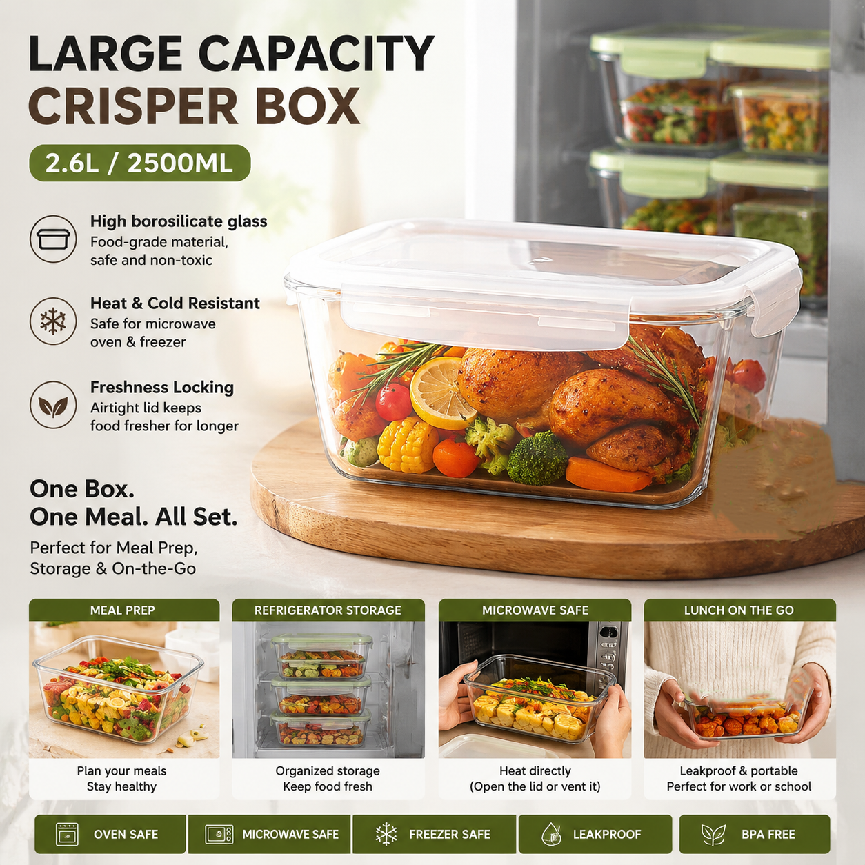 Large Capacity Glass Food Stor – Meal Prep Microwave Bewertung und Preis