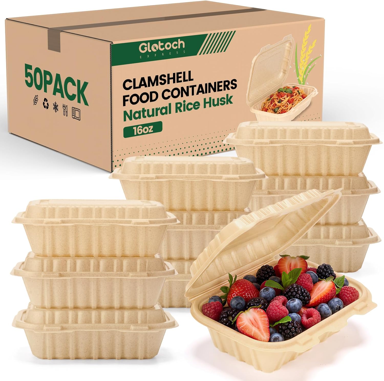 50 Pack 16oz Clamshell Take Ou – Meal Prep Microwave Bewertung und Preis