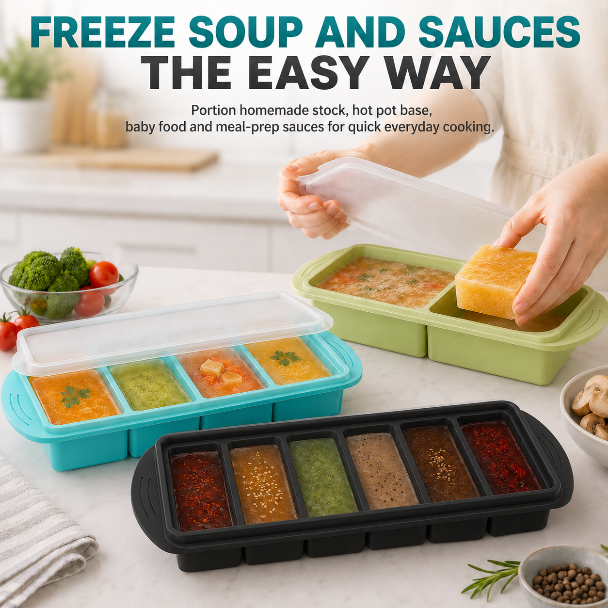 3 Pack Silicone Freezer Trays  – Meal Prep Chia Pudding Bewertung und Preis