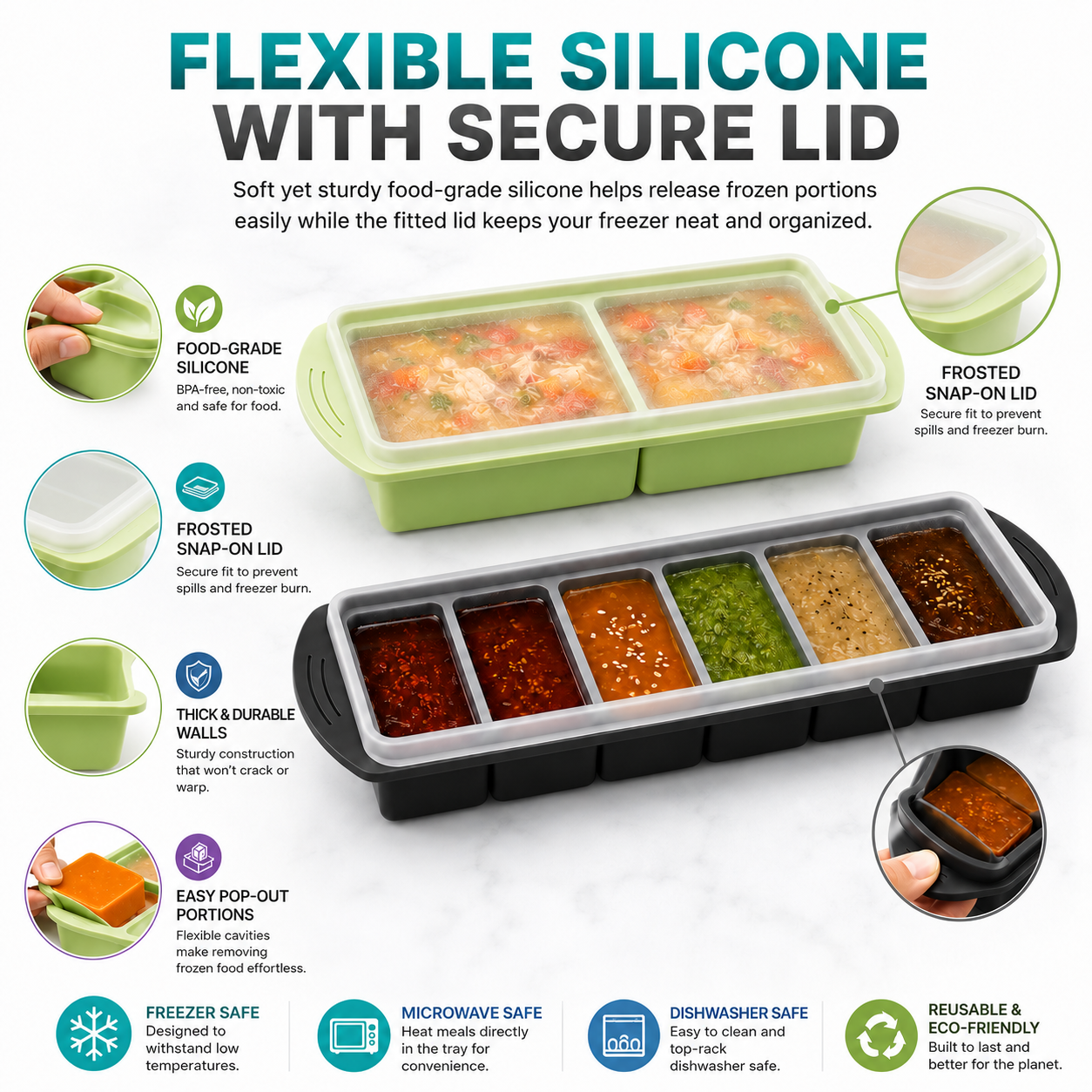 3 Pack Silicone Freezer Trays  – Meal Prep Chia Pudding Bewertung und Preis