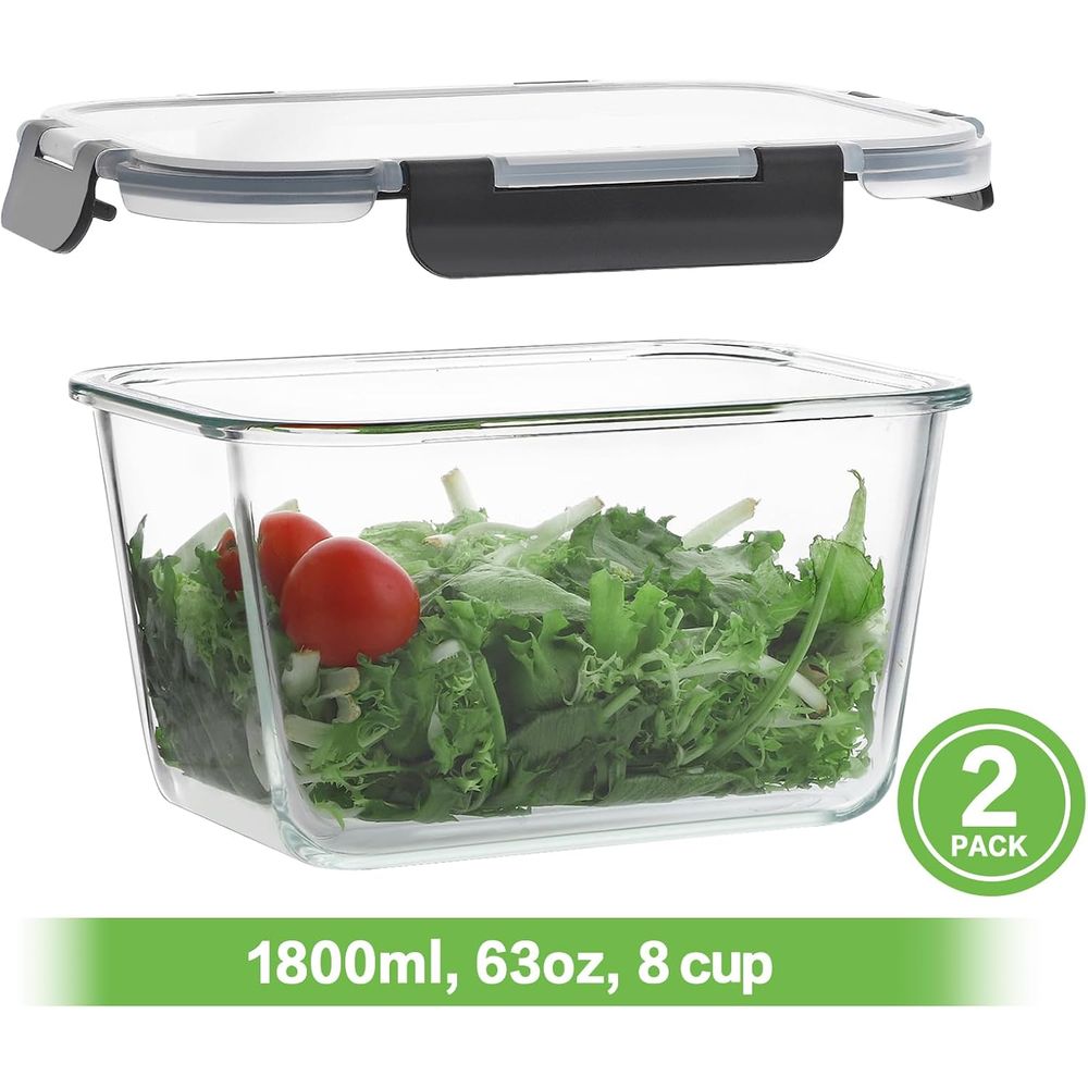 4-Piece 63oz Glass Food Storag – Meal Prep Microwave Bewertung und Preis