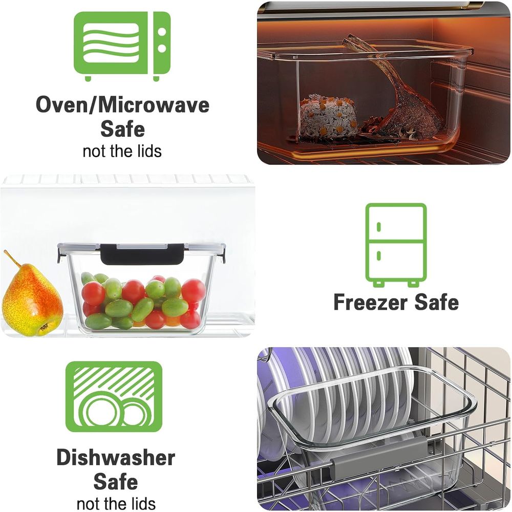 4-Piece 63oz Glass Food Storag – Meal Prep Microwave Bewertung und Preis