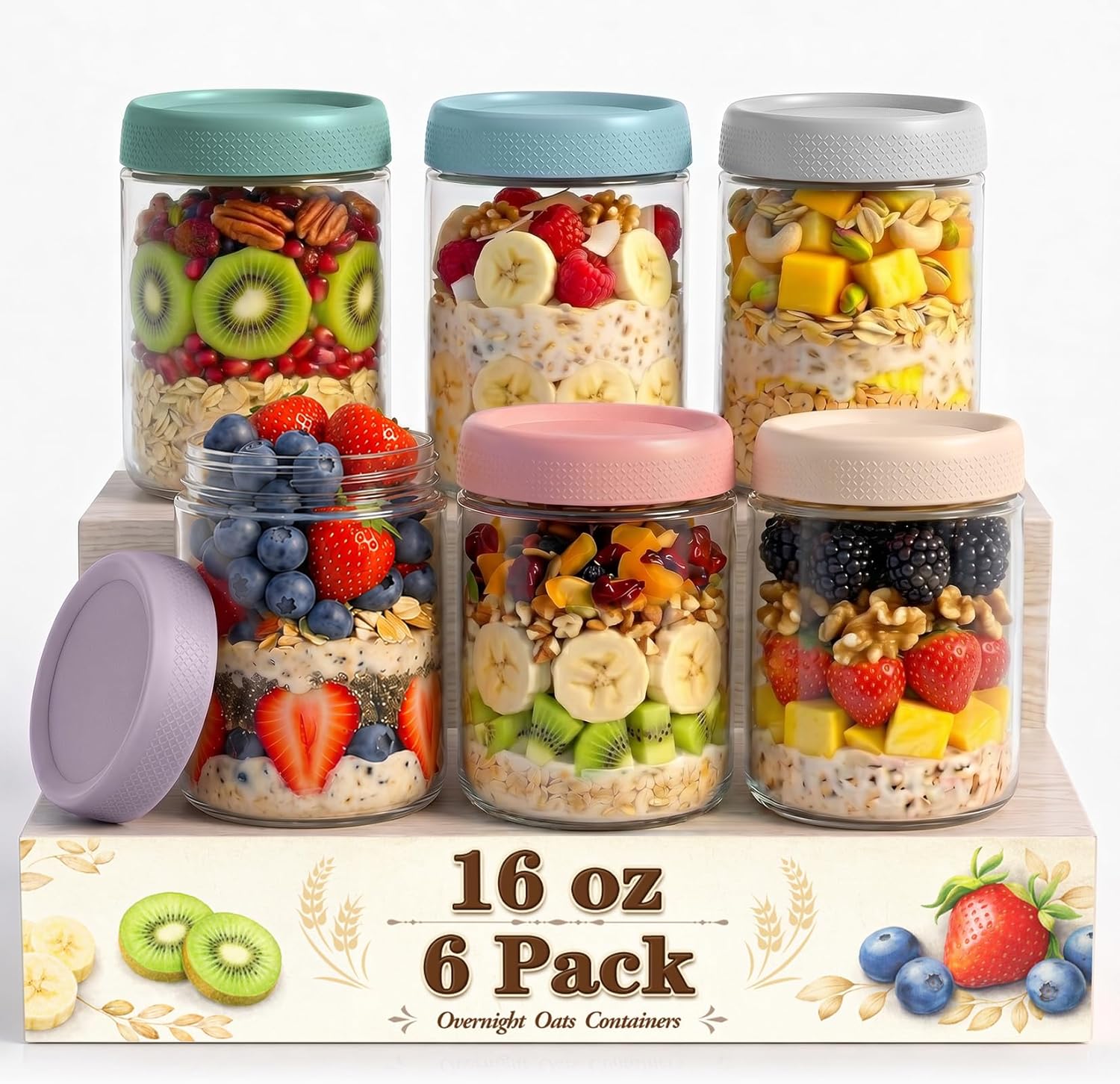 6 Pack 16oz Overnight Oats Con – Meal Prep Chia Pudding Bewertung und Preis